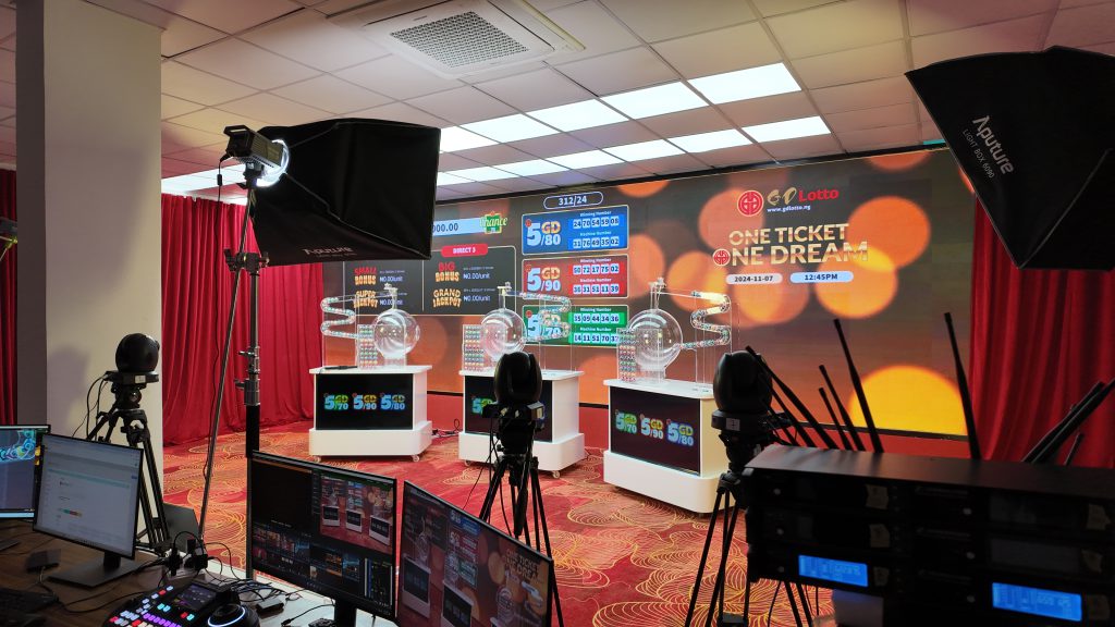 GDLotto live lottery studio during a live draw